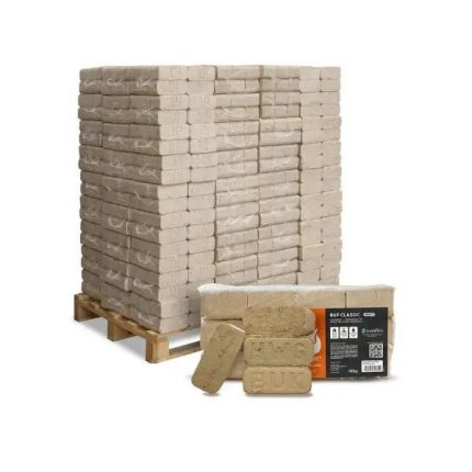 Heizfuxx RUF Classic White Holzbriketts – 960 kg Palette (96×10 kg), Heizwert ≥4,8 kWh/kg, Weißholz, RUF-Form